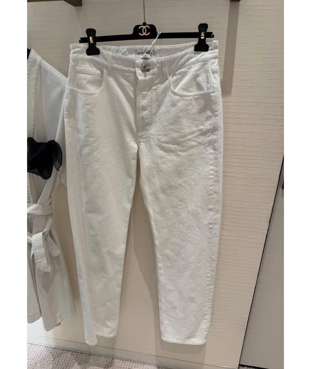 CHANEL Белые хлопковые прямые джинсы, фото 6