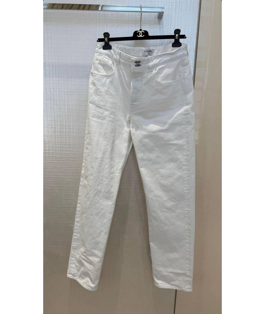 CHANEL Белые хлопковые прямые джинсы, фото 5