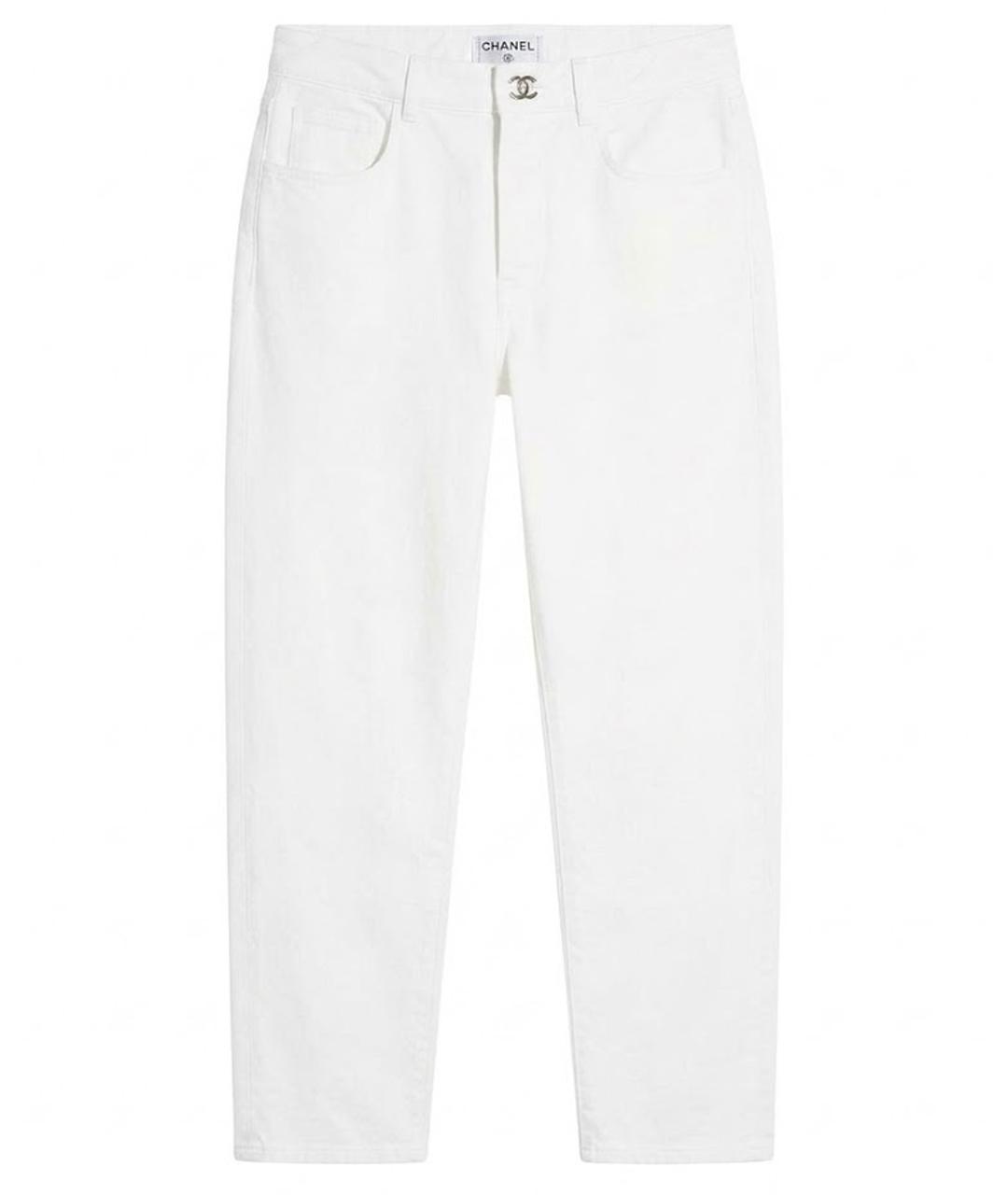 CHANEL Белые хлопковые прямые джинсы, фото 1