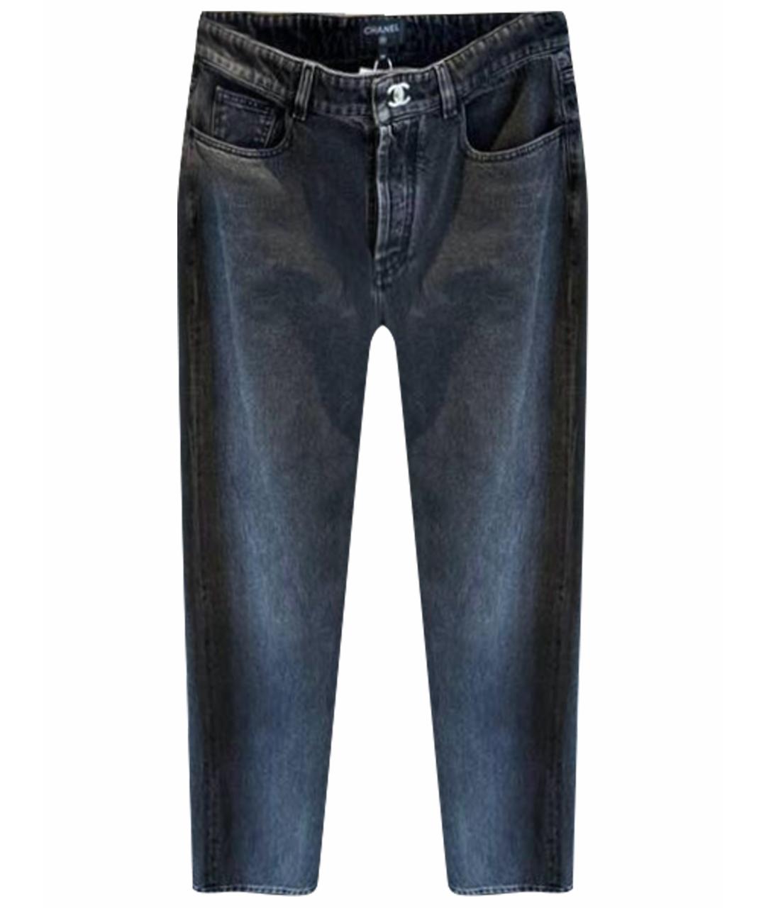 CHANEL Черные хлопковые прямые джинсы, фото 1