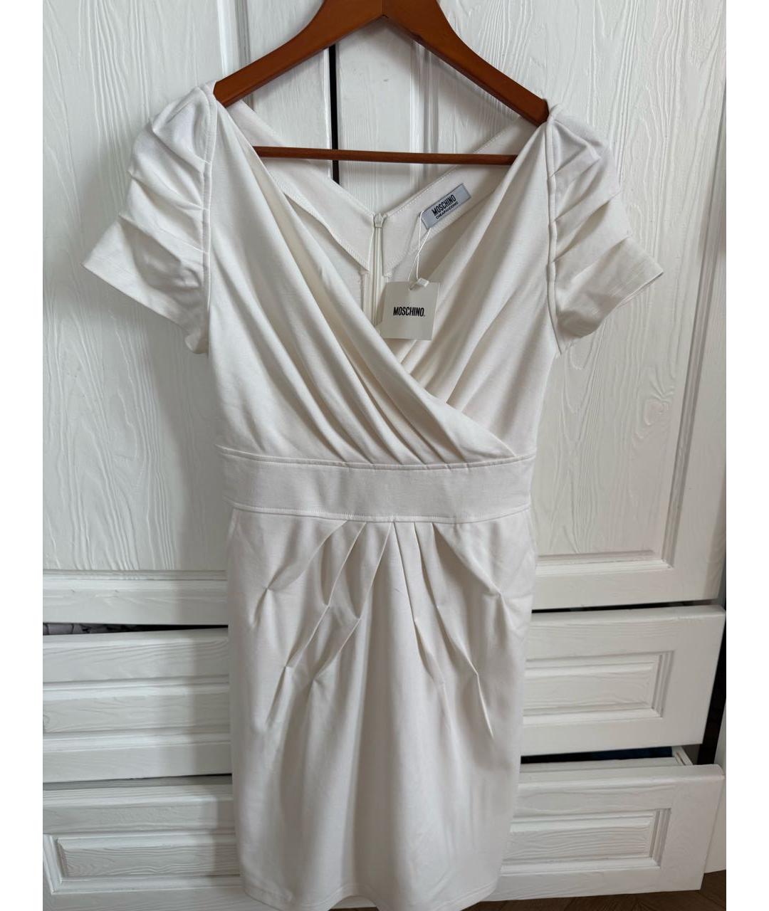 MOSCHINO Белое хлопковое коктейльное платье, фото 3