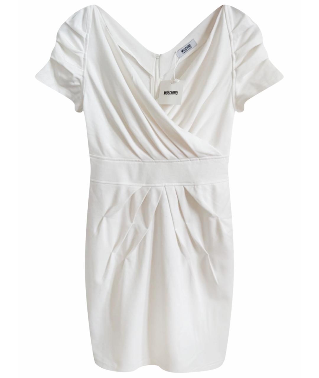 MOSCHINO Белое хлопковое коктейльное платье, фото 1