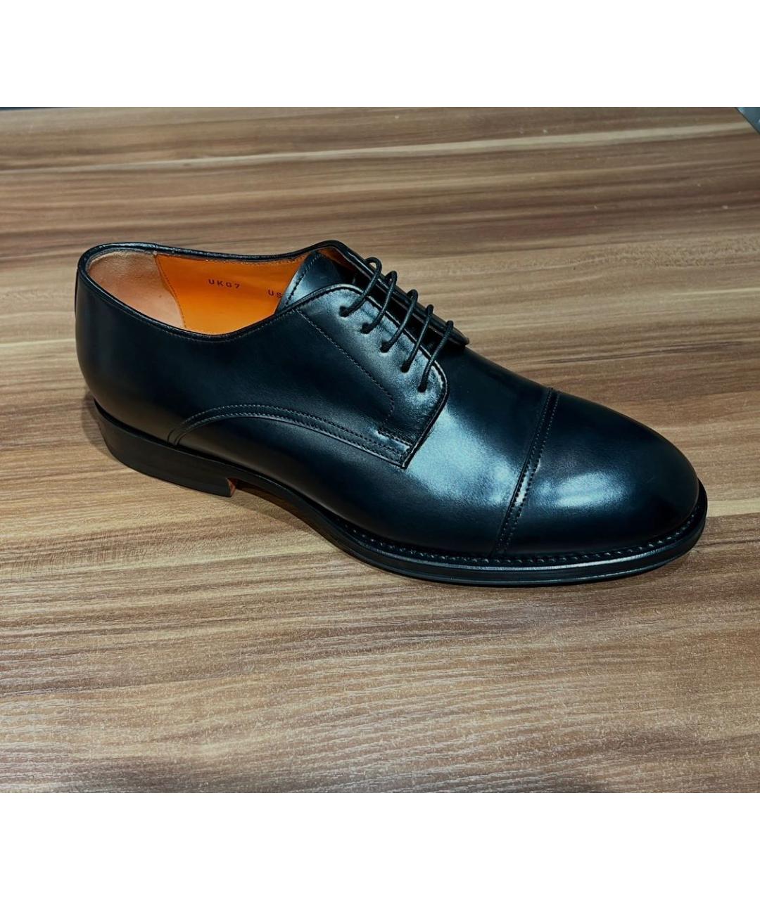 SANTONI Черные кожаные туфли, фото 9