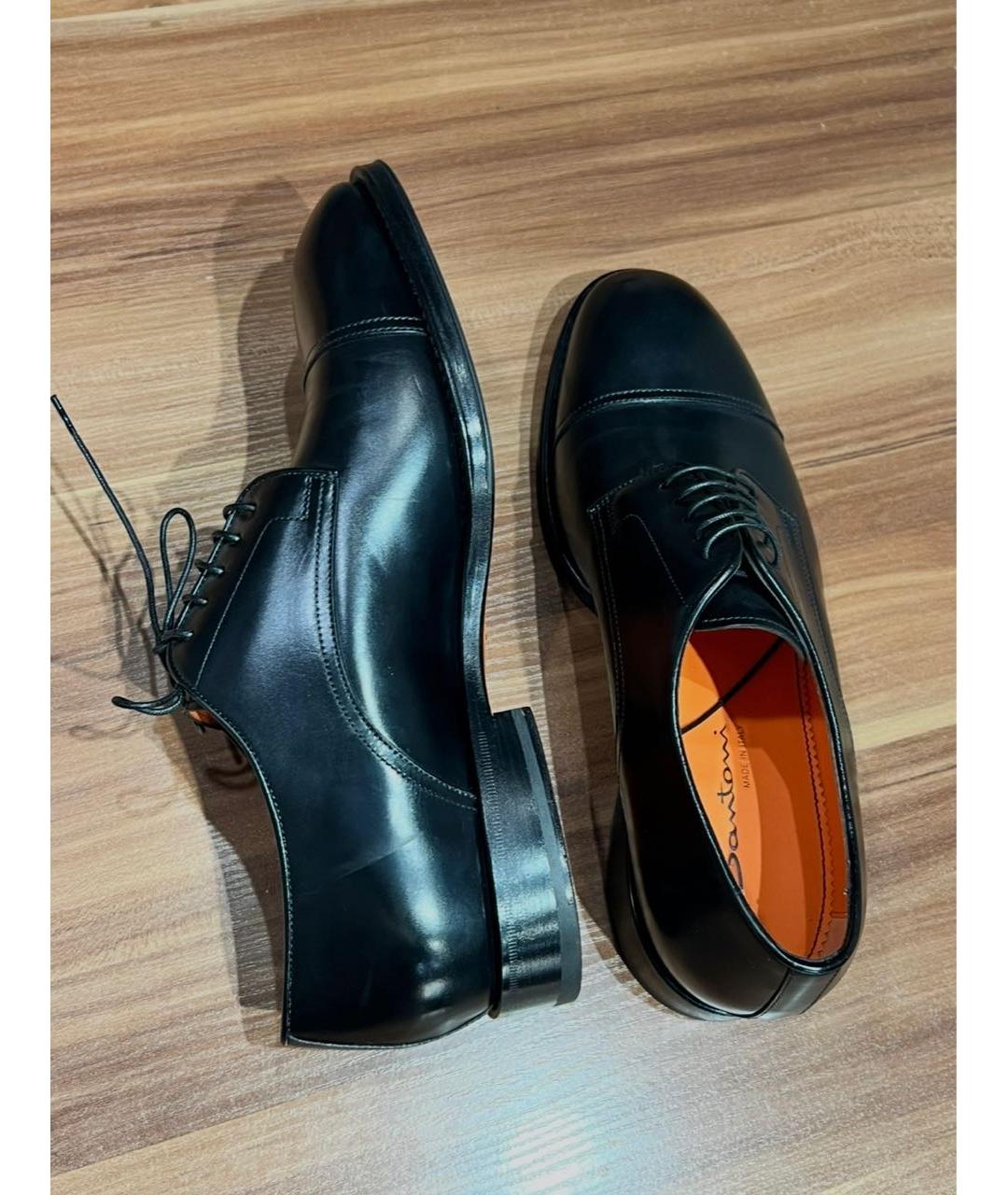 SANTONI Черные кожаные туфли, фото 8