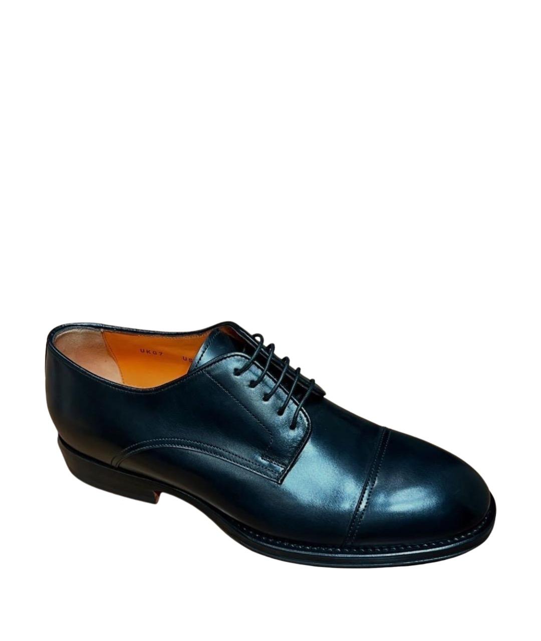 SANTONI Черные кожаные туфли, фото 2