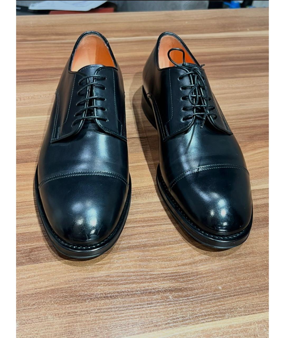 SANTONI Черные кожаные туфли, фото 7