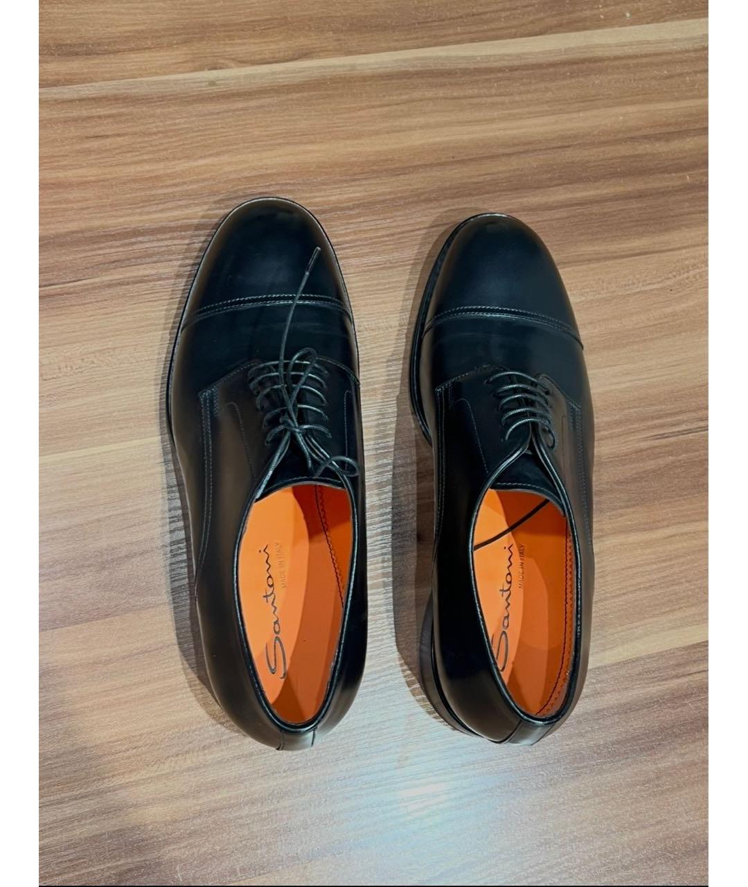 SANTONI Черные кожаные туфли, фото 4