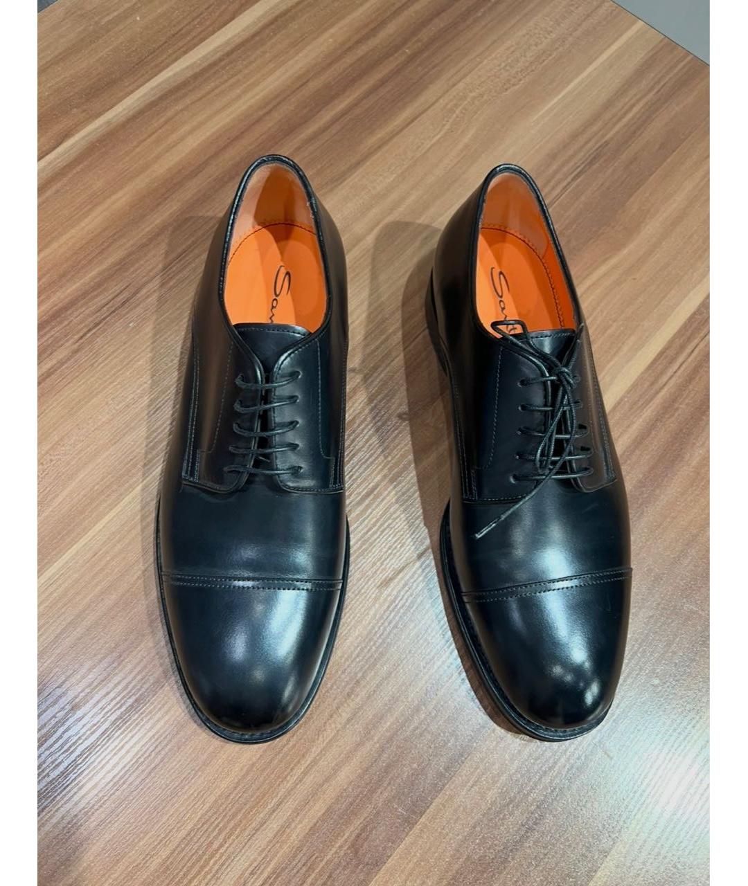 SANTONI Черные кожаные туфли, фото 3