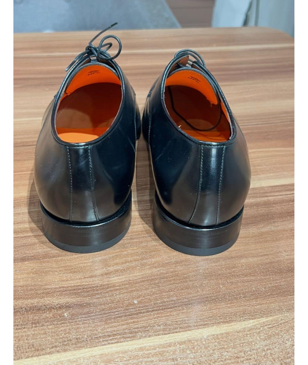 SANTONI Черные кожаные туфли, фото 5