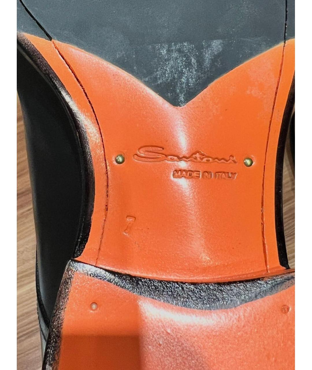 SANTONI Черные кожаные туфли, фото 6