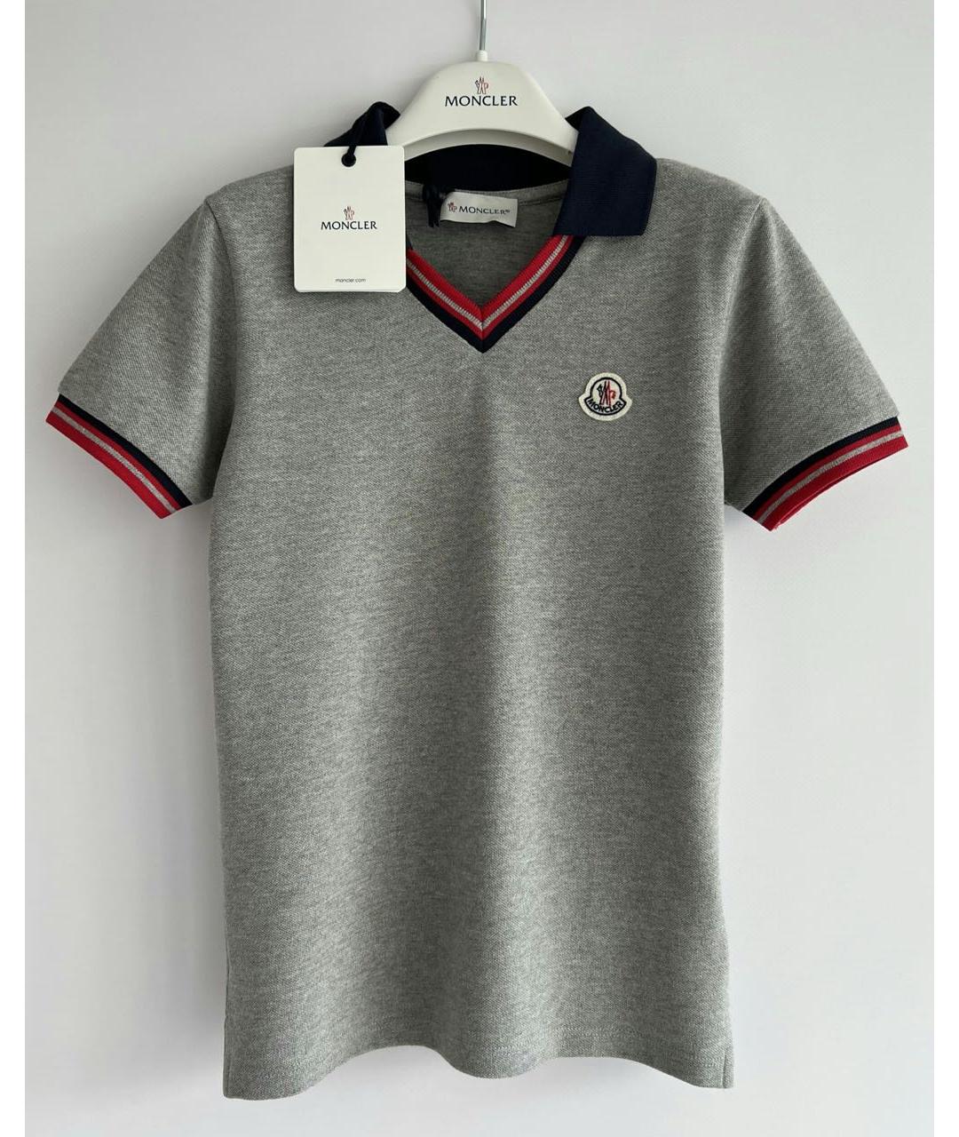 MONCLER KIDS Серая хлопковая детская футболка, фото 4