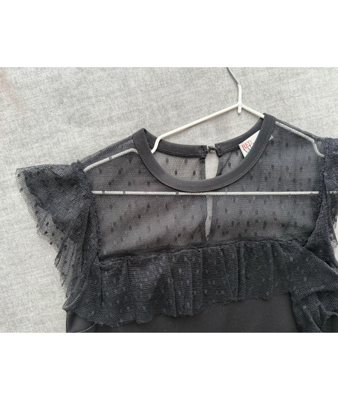 RED VALENTINO Черное вискозное коктейльное платье, фото 4