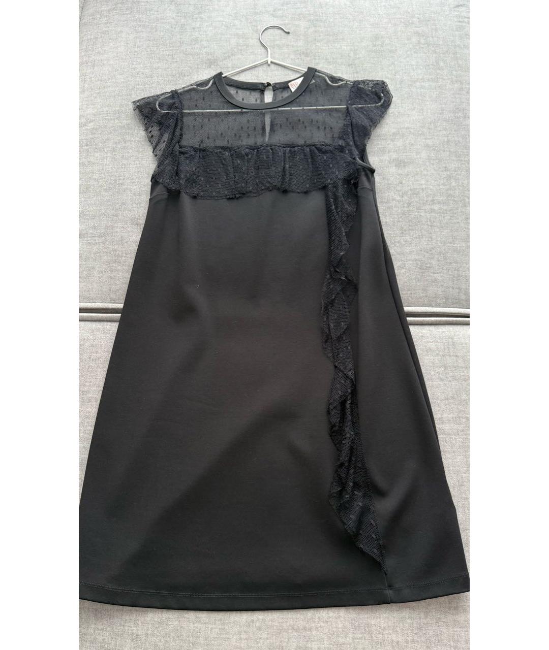 RED VALENTINO Черное вискозное коктейльное платье, фото 5