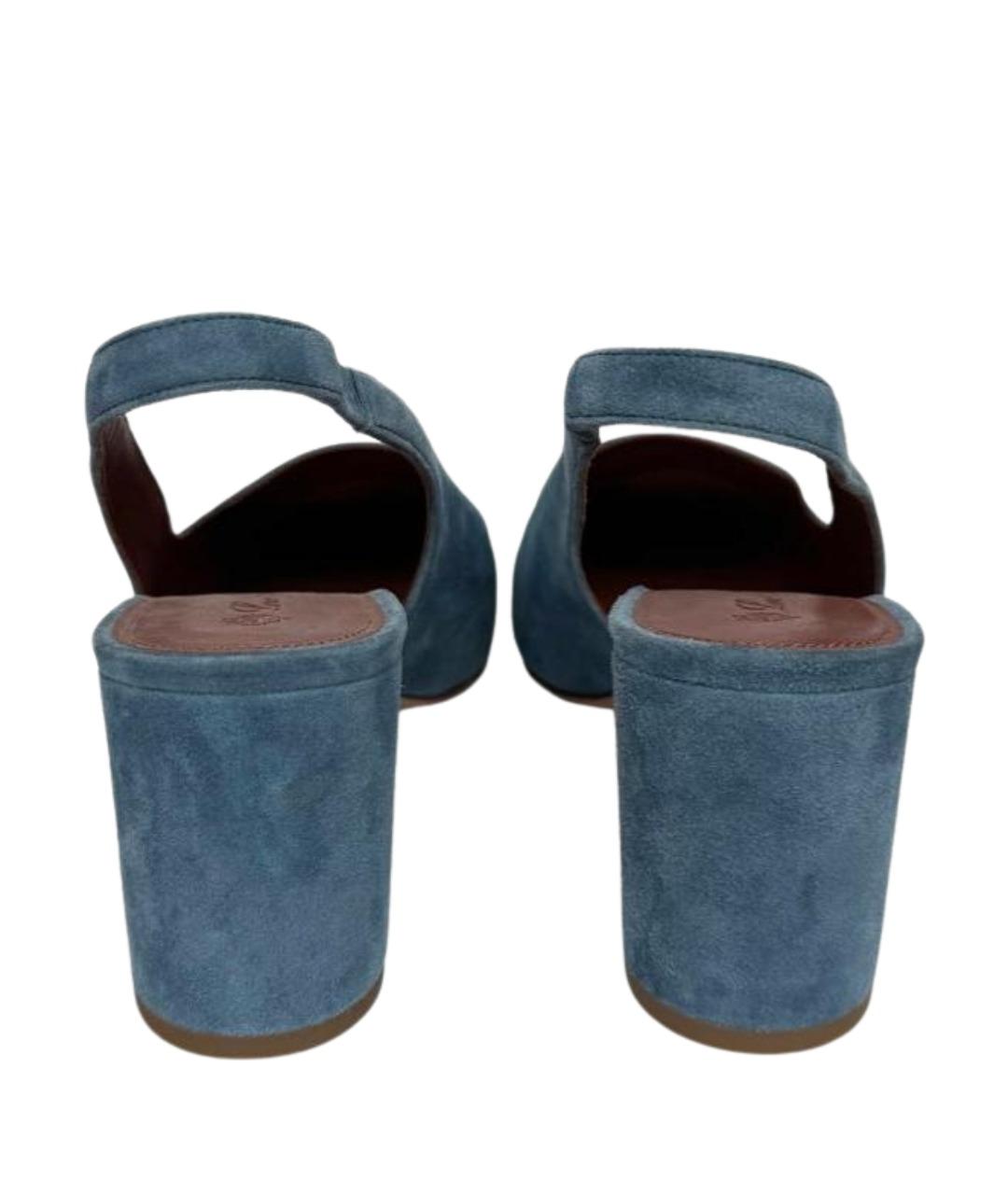 LORO PIANA Голубые замшевые туфли, фото 4