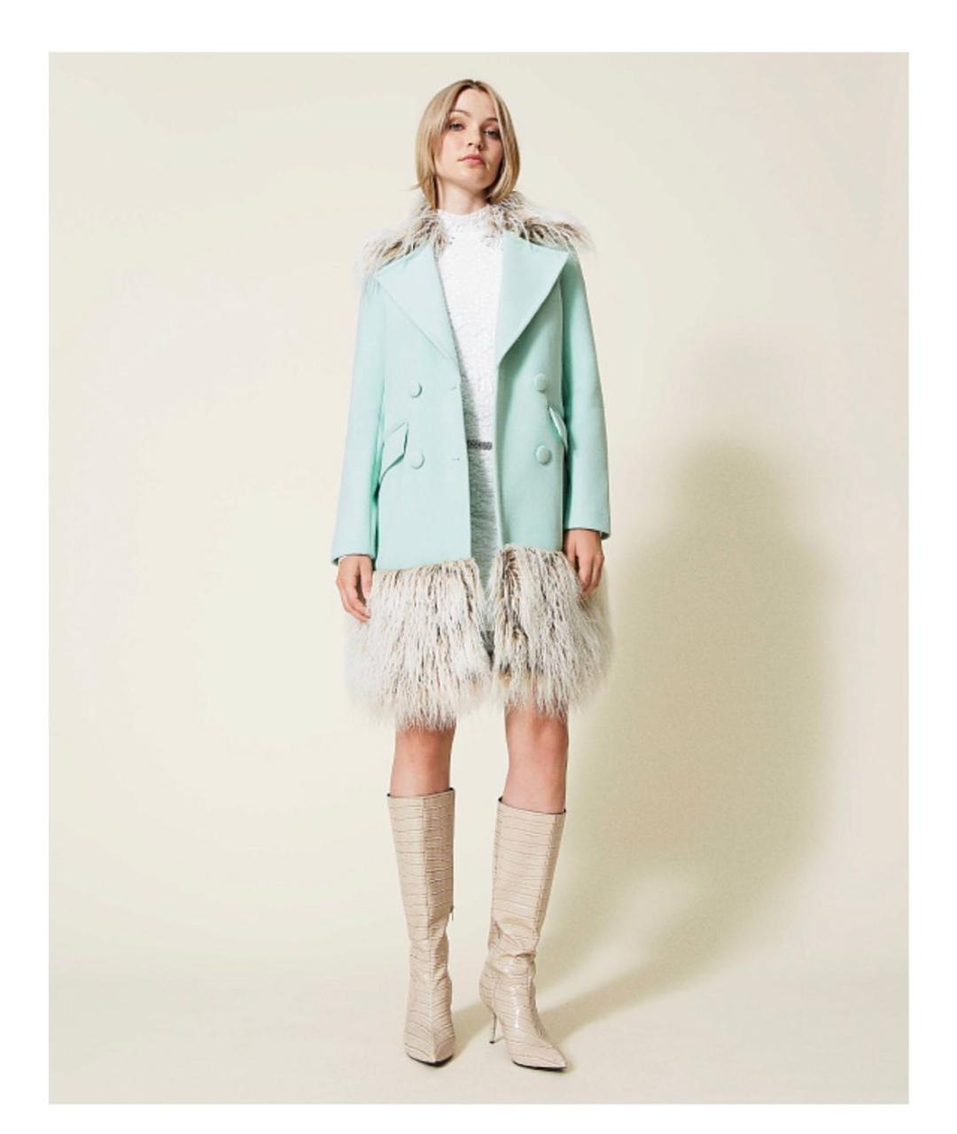 TWIN-SET Бирюзовое пальто, фото 5