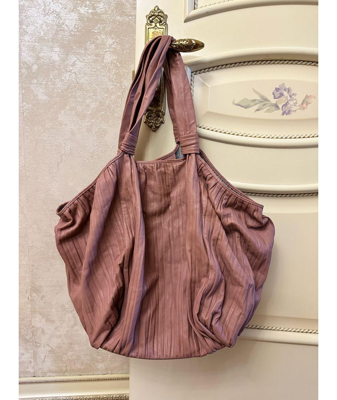 'S MAX MARA Розовая кожаная сумка через плечо, фото 7