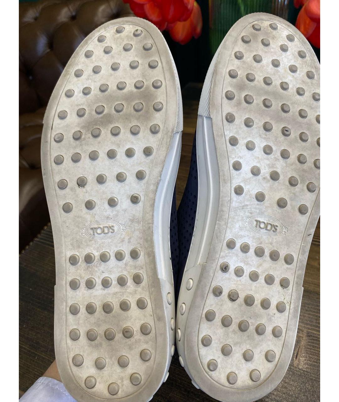 TOD'S Синие нубуковые низкие кроссовки / кеды, фото 5