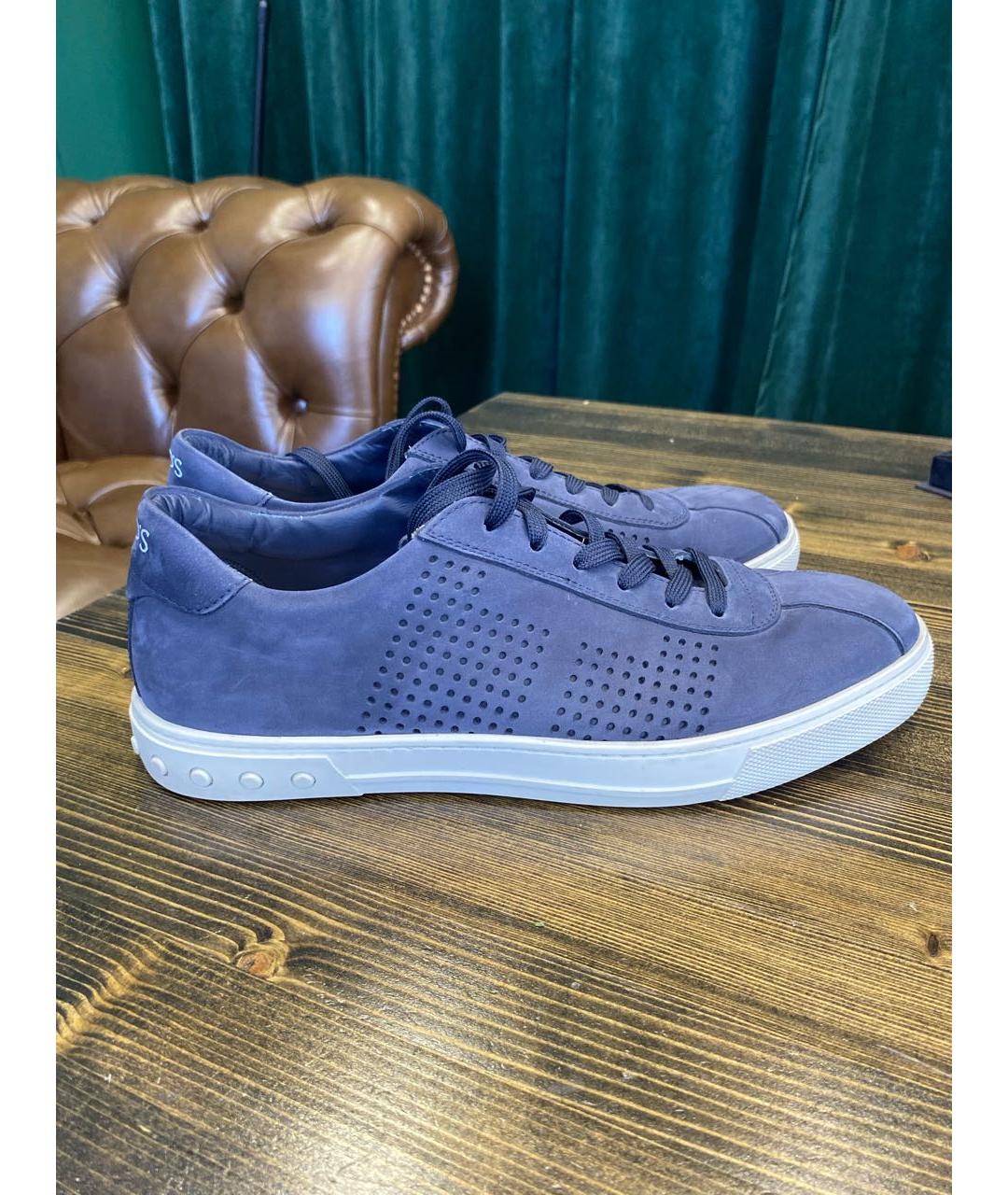 TOD'S Синие нубуковые низкие кроссовки / кеды, фото 8