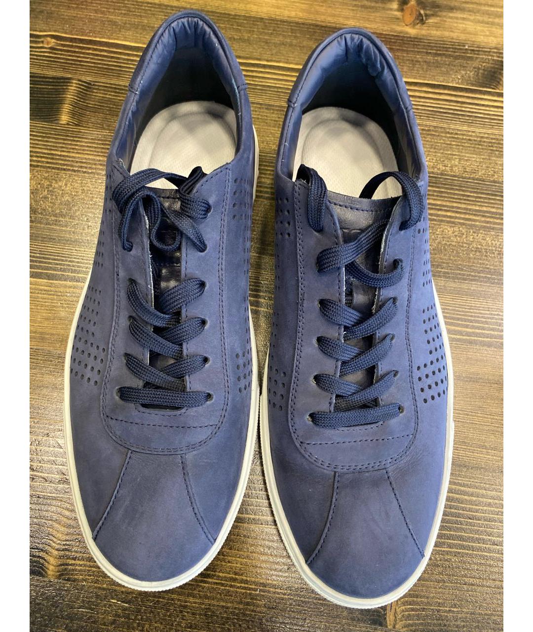 TOD'S Синие нубуковые низкие кроссовки / кеды, фото 2