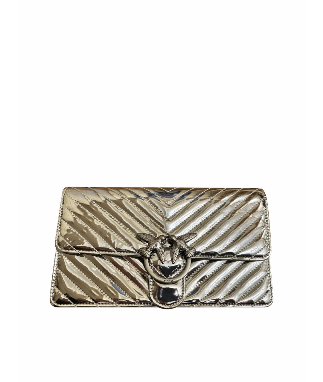 PINKO Серебряная сумка через плечо из лакированной кожи, фото 1