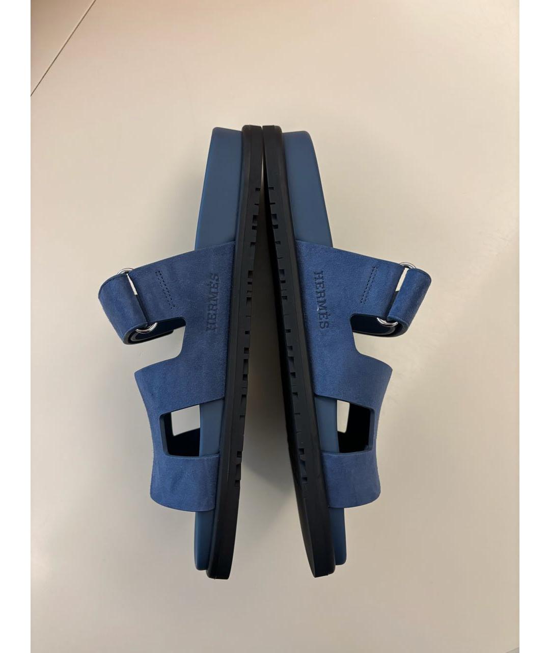 HERMES Синие замшевые шлепанцы, фото 3