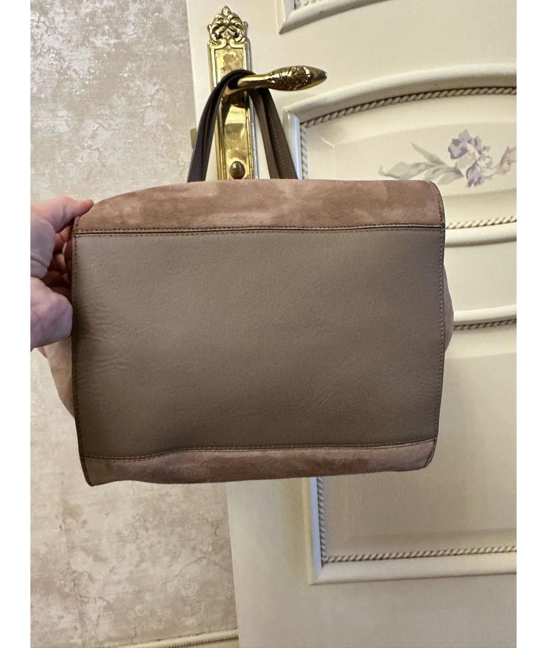 'S MAX MARA Коричневая замшевая сумка тоут, фото 5