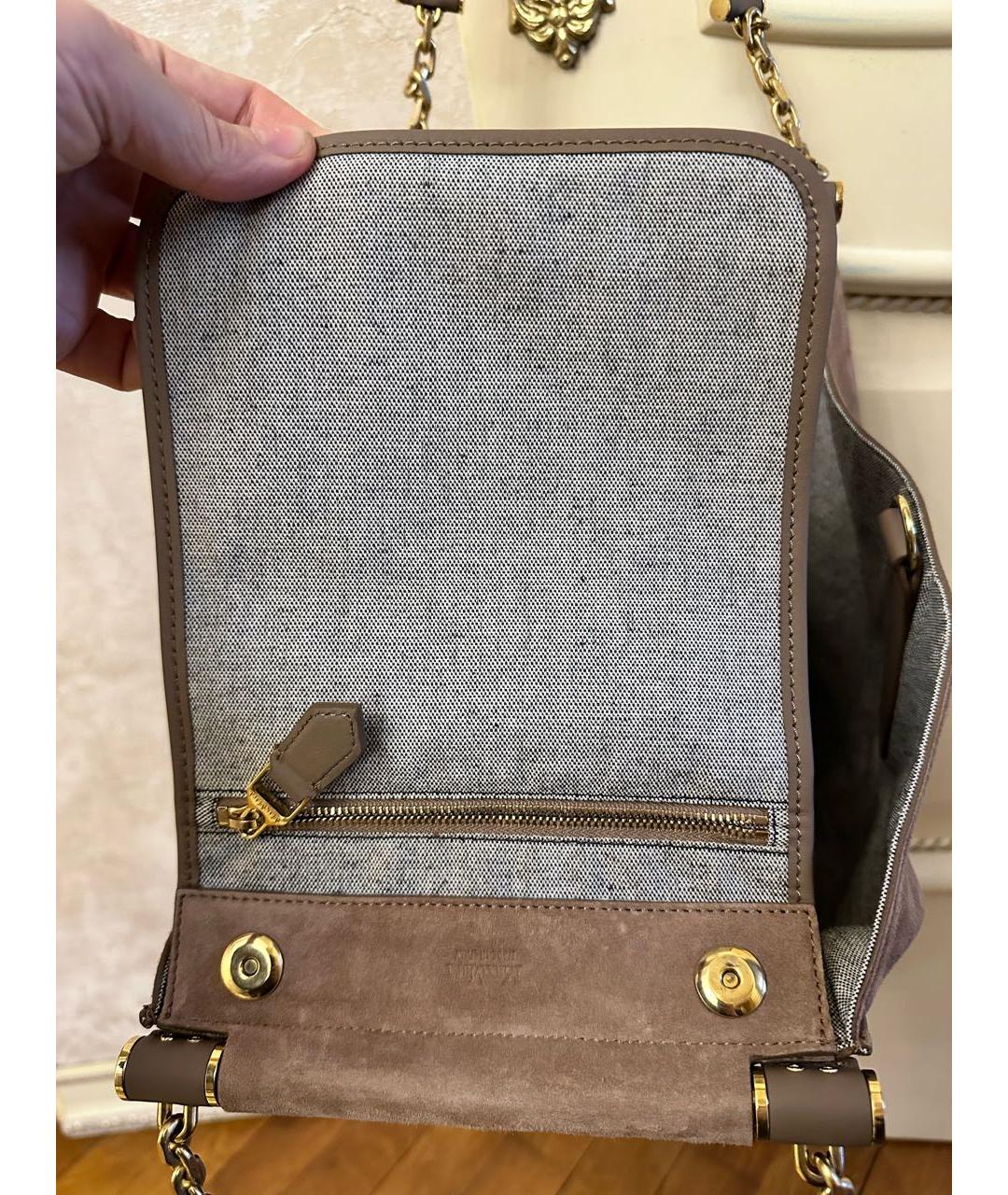 'S MAX MARA Коричневая замшевая сумка тоут, фото 3