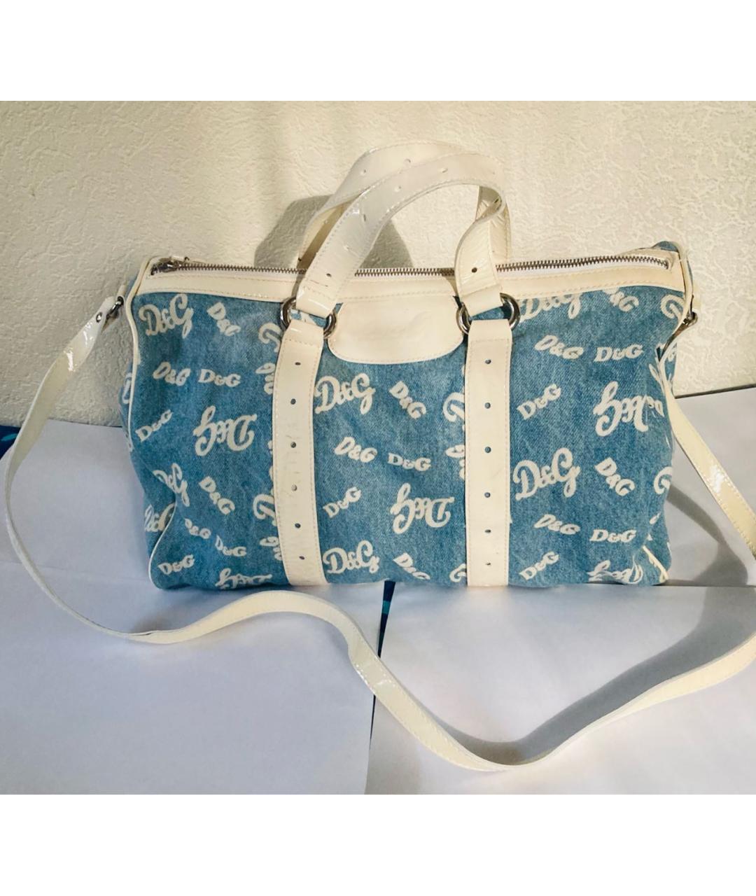 DOLCE&GABBANA Голубая деним сумка тоут, фото 9
