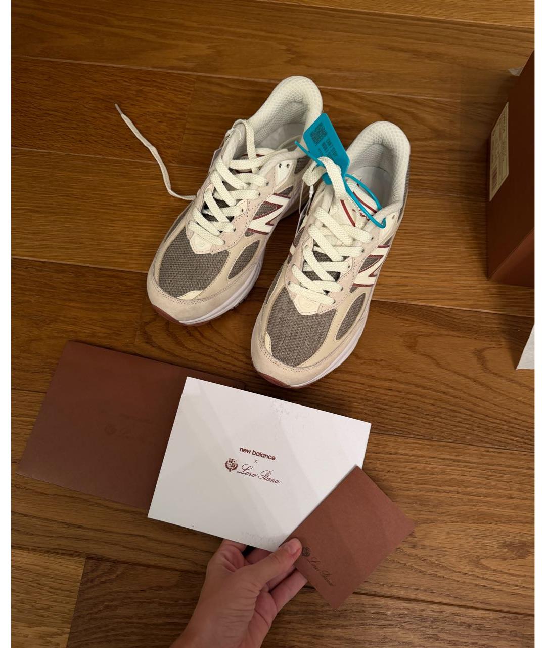 LORO PIANA Бежевые замшевые кеды, фото 2