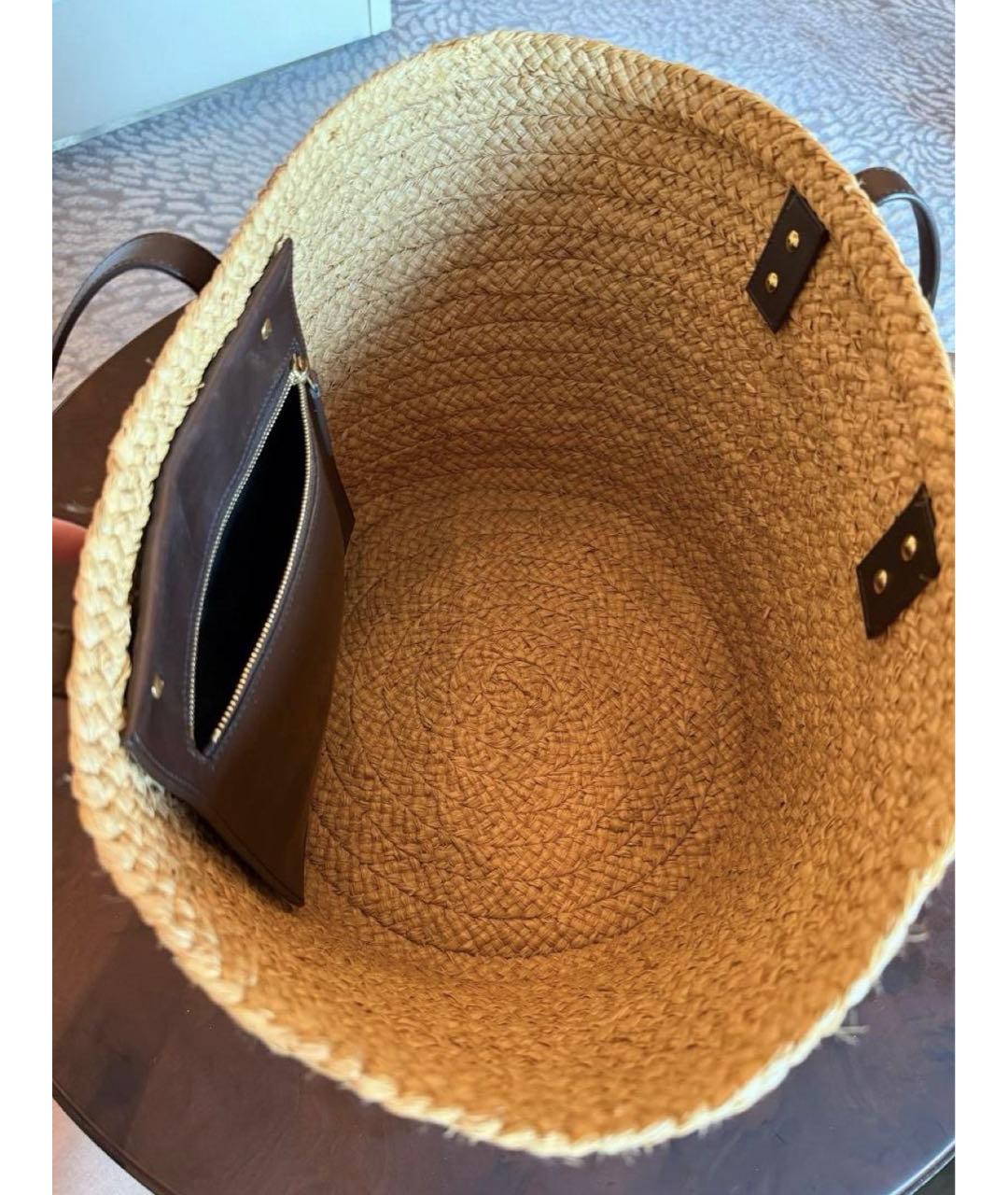 SAINT LAURENT Бежевая пелетеная пляжная сумка, фото 6