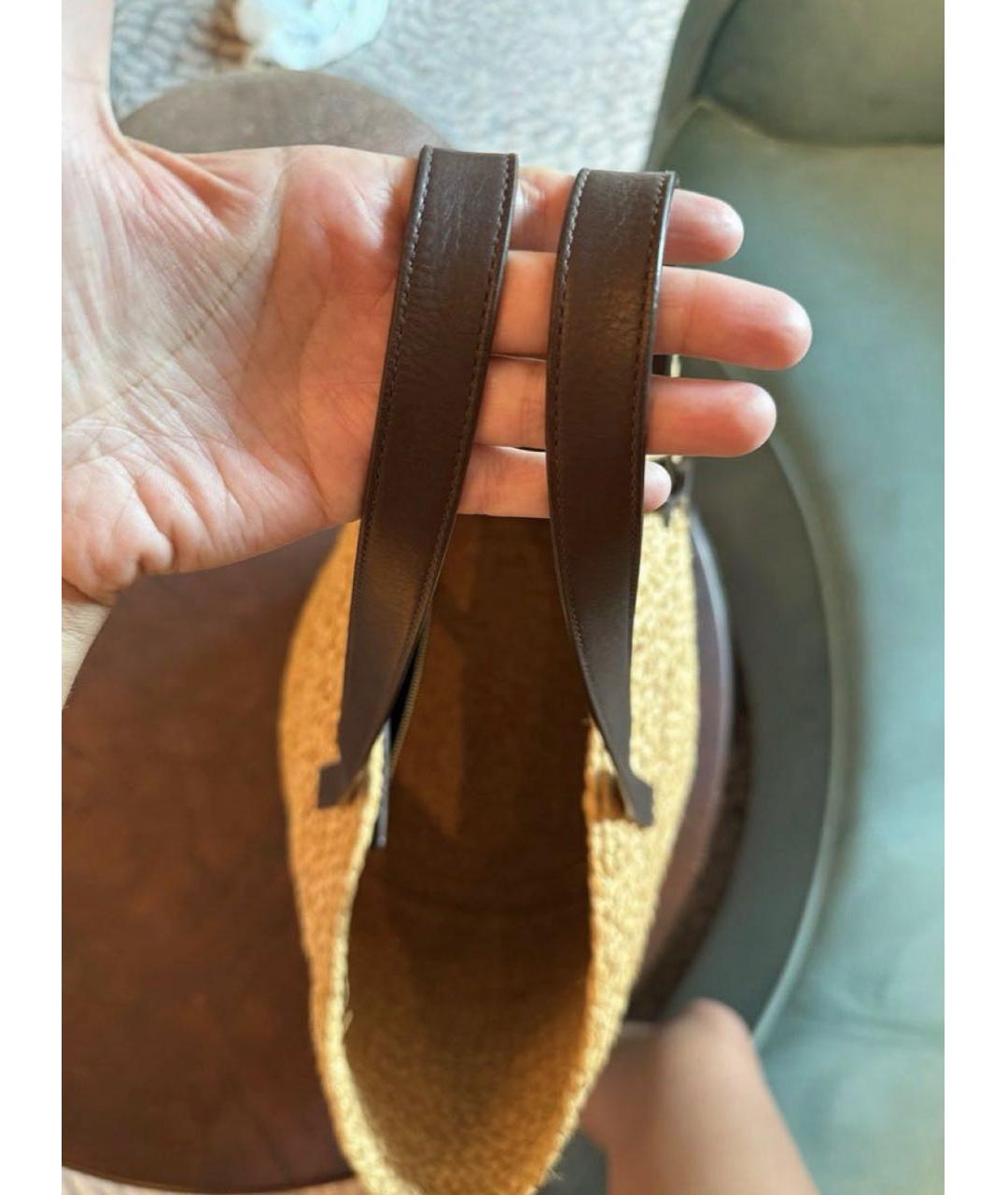 SAINT LAURENT Бежевая пелетеная пляжная сумка, фото 5