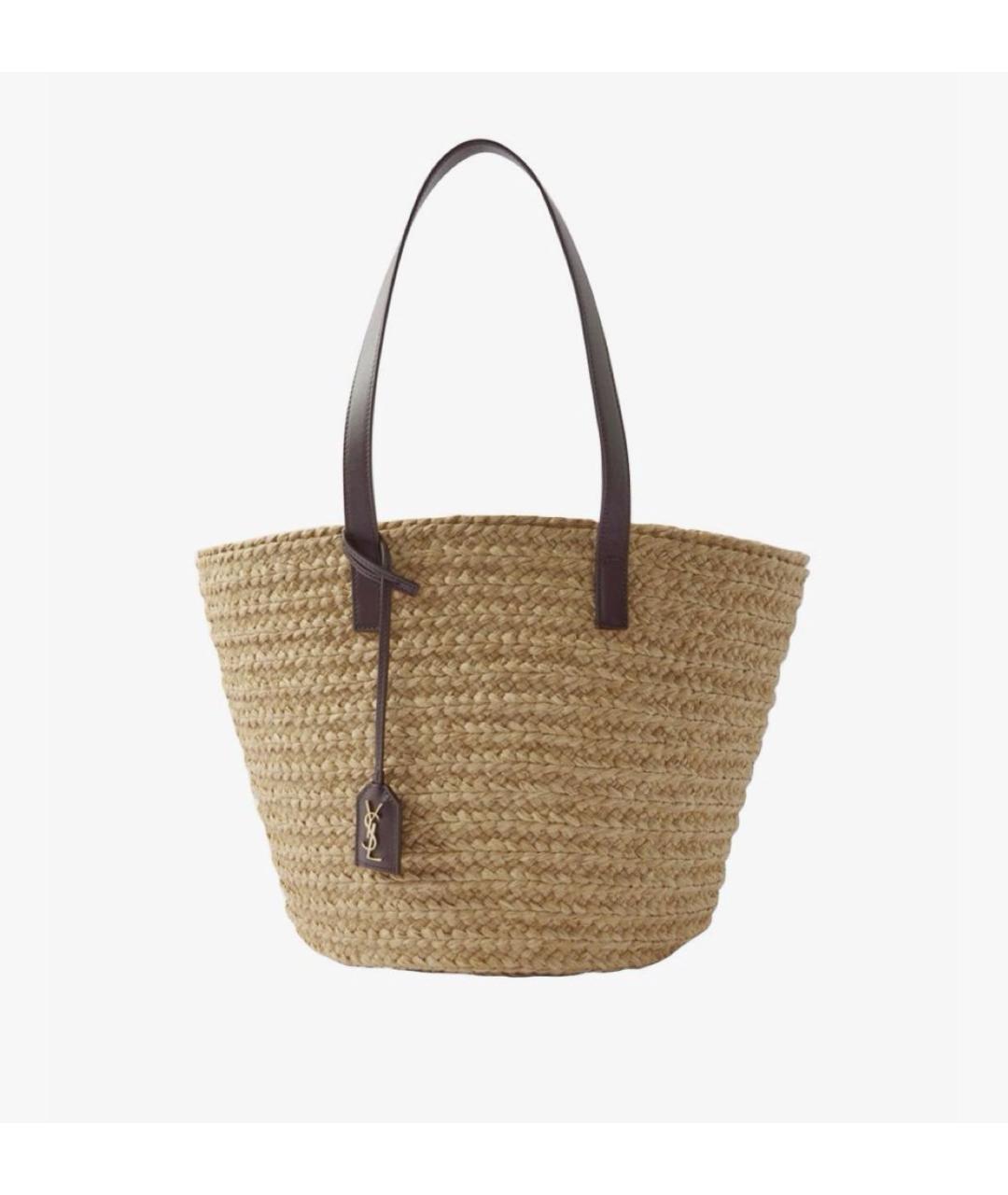 SAINT LAURENT Бежевая пелетеная пляжная сумка, фото 8