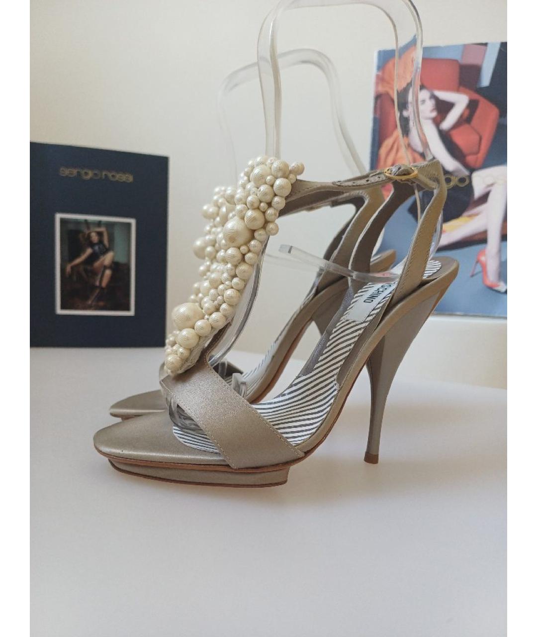 MOSCHINO Серые кожаные босоножки, фото 2