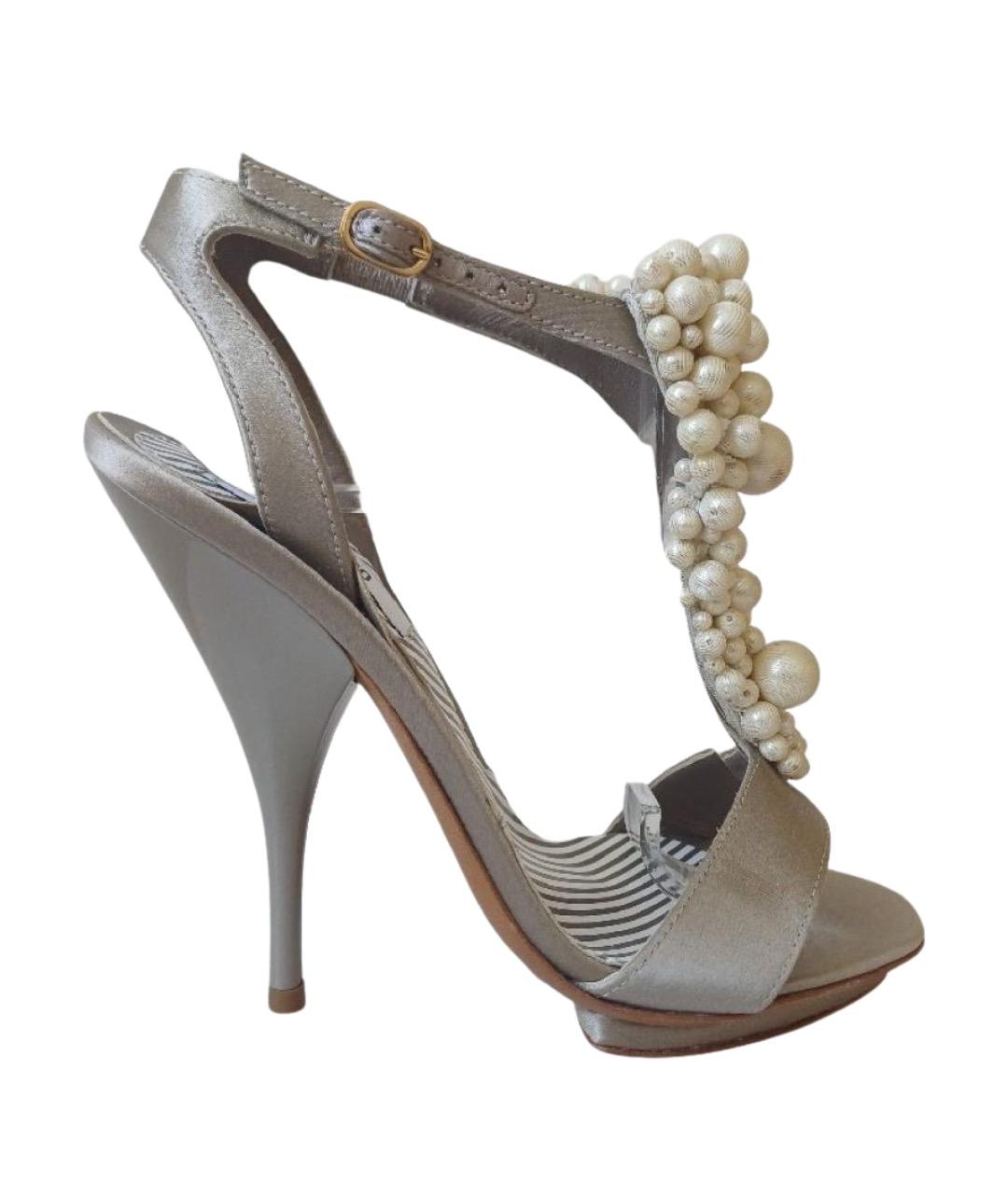 MOSCHINO Серые кожаные босоножки, фото 11