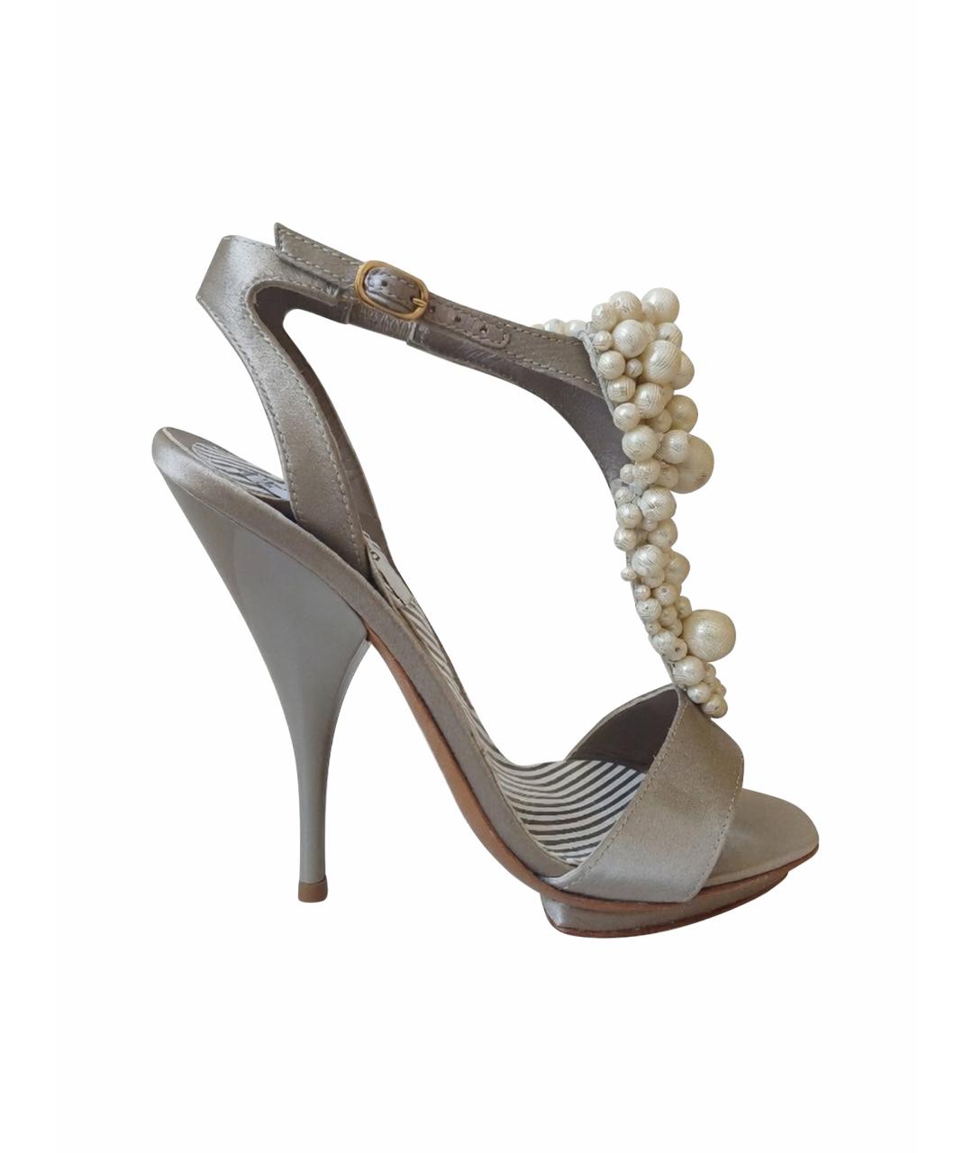 MOSCHINO Серые кожаные босоножки, фото 1