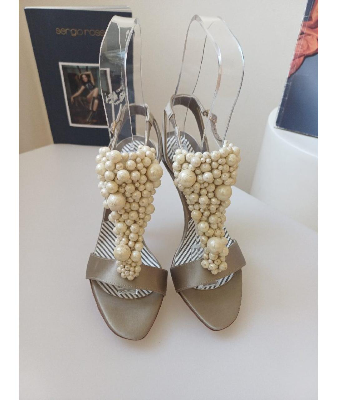 MOSCHINO Серые кожаные босоножки, фото 7