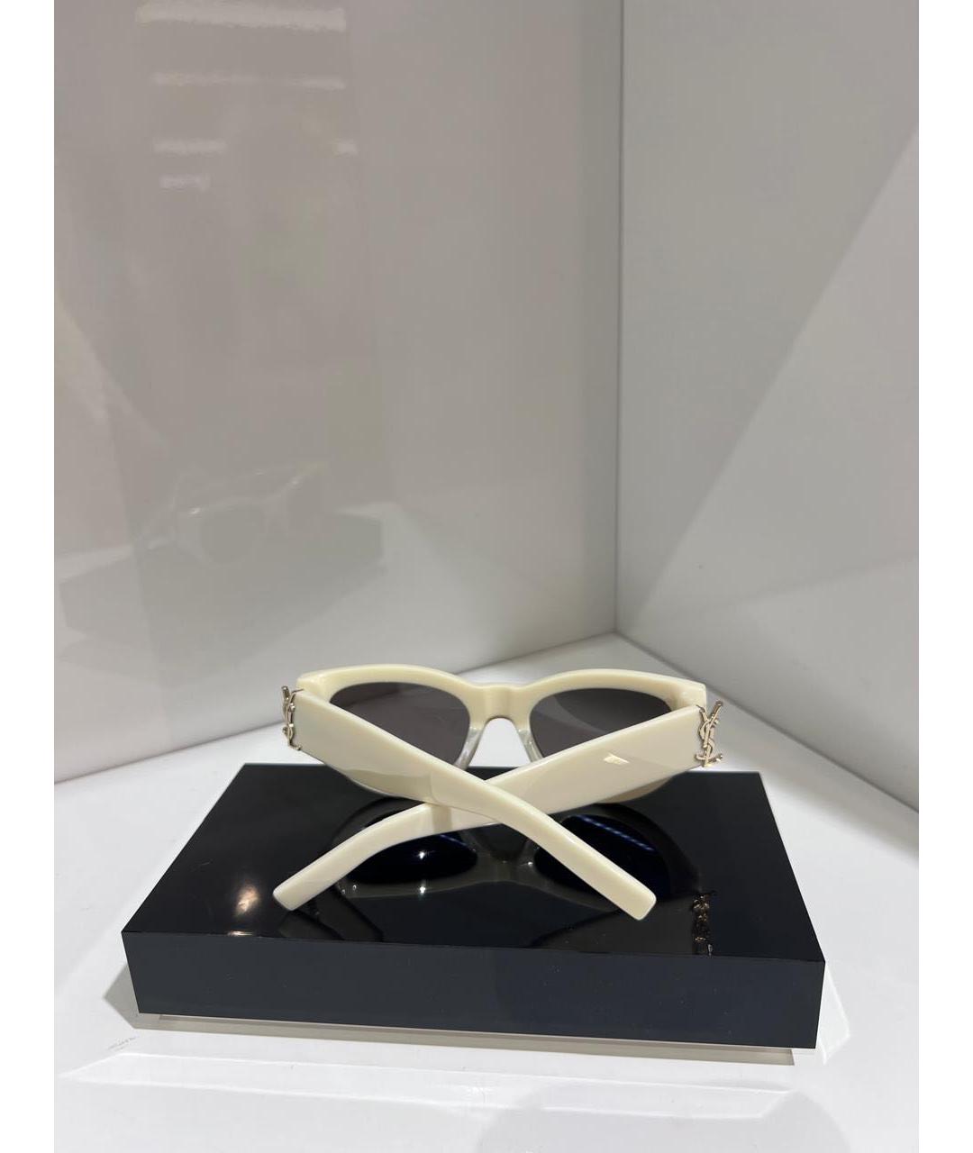 SAINT LAURENT Бежевые пластиковые солнцезащитные очки, фото 3