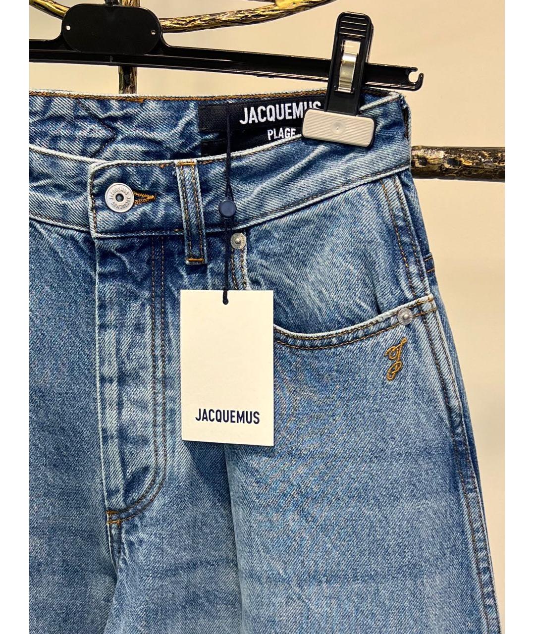 JACQUEMUS Голубые хлопковые прямые джинсы, фото 4