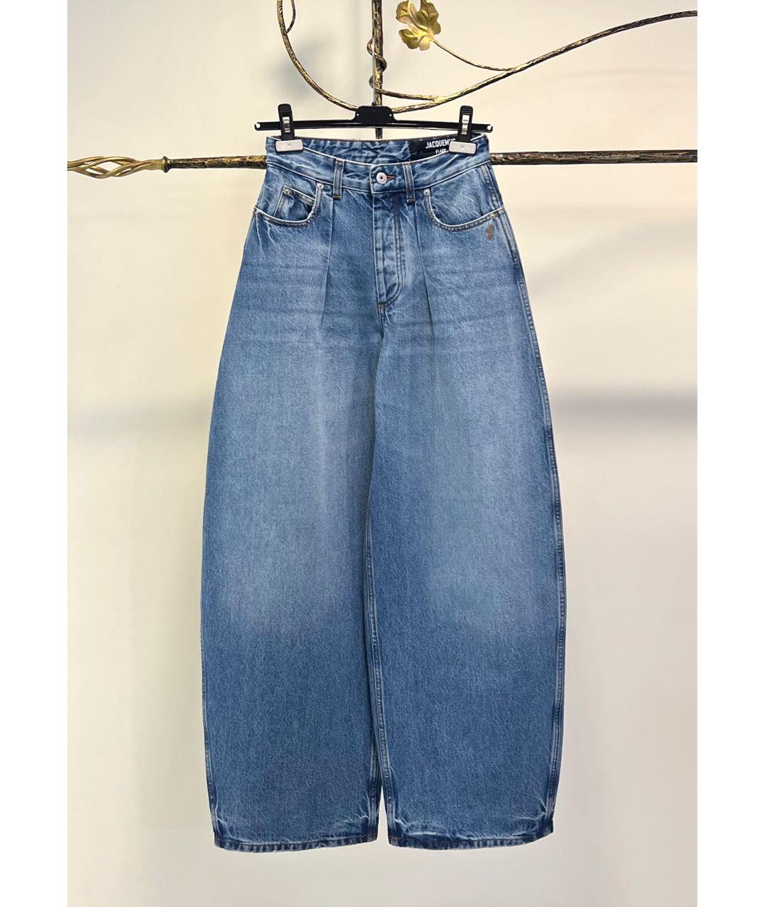 JACQUEMUS Голубые хлопковые прямые джинсы, фото 9