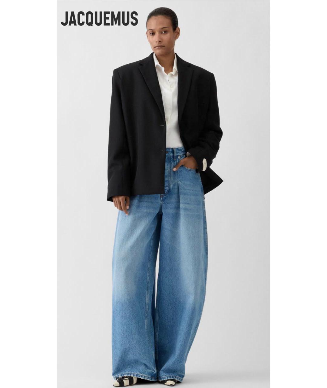 JACQUEMUS Голубые хлопковые прямые джинсы, фото 8