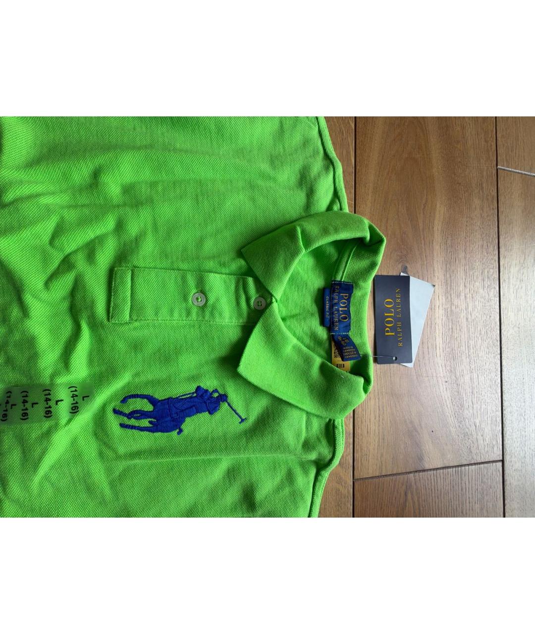 POLO RALPH LAUREN Салатовая хлопковая детская футболка, фото 3