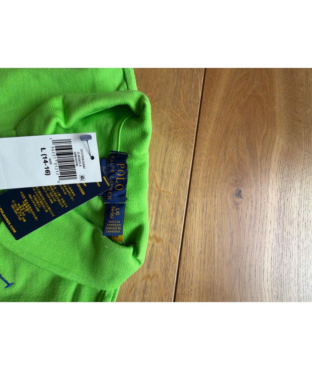 POLO RALPH LAUREN Салатовая хлопковая детская футболка, фото 5