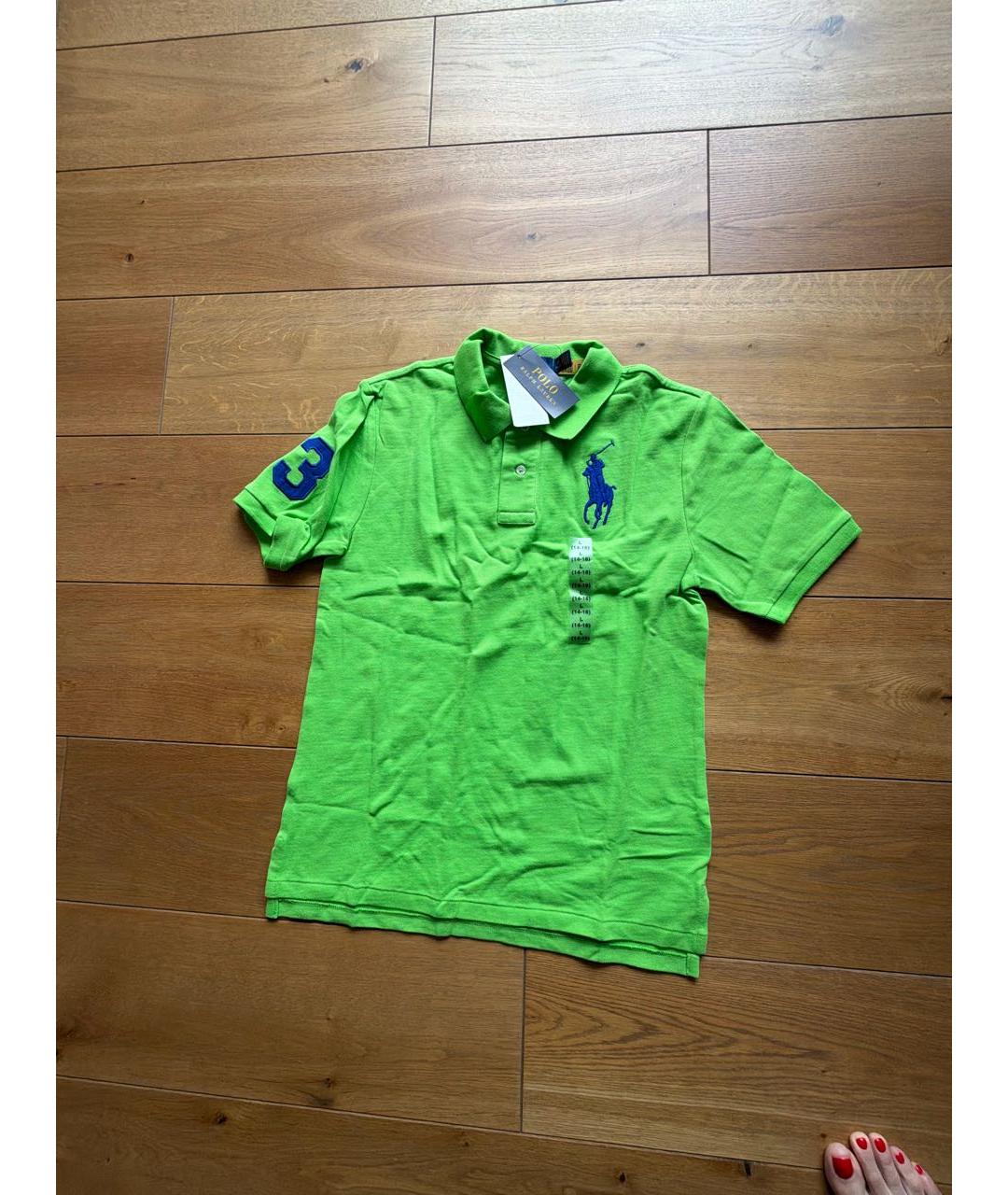 POLO RALPH LAUREN Салатовая хлопковая детская футболка, фото 6