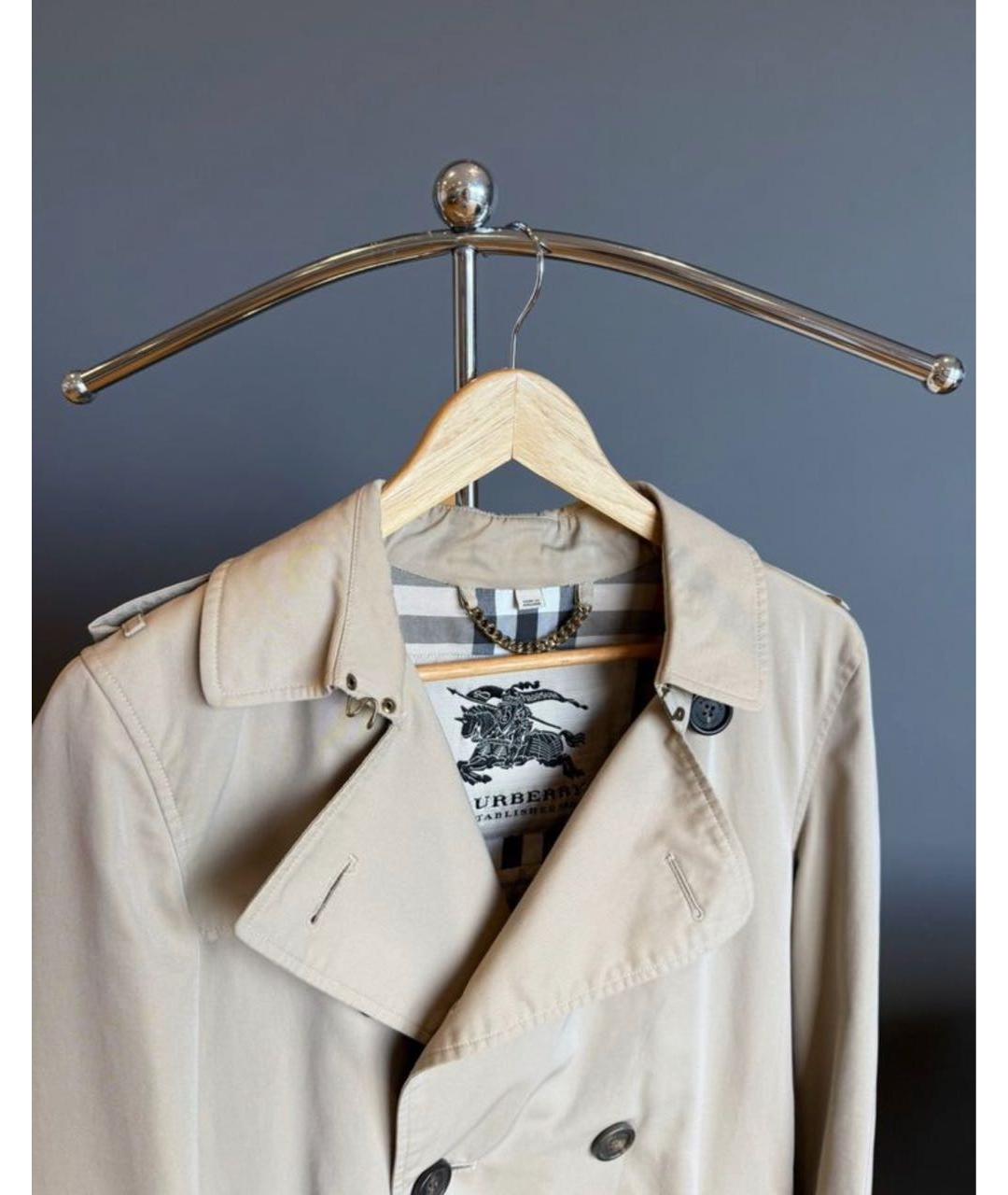 BURBERRY Бежевый хлопковый тренч / плащ, фото 5