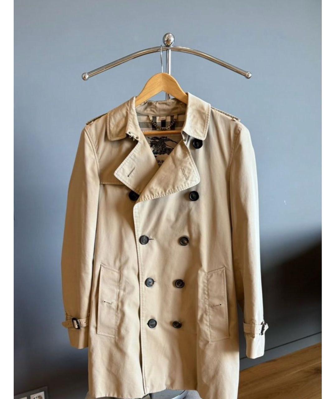 BURBERRY Бежевый хлопковый тренч / плащ, фото 3
