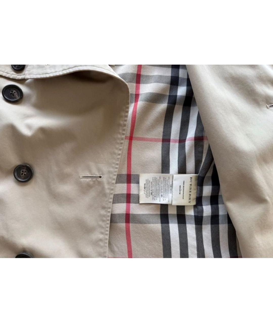 BURBERRY Бежевый хлопковый тренч / плащ, фото 4