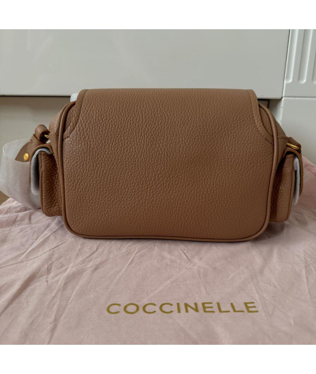 COCCINELLE Бежевая кожаная сумка через плечо, фото 3