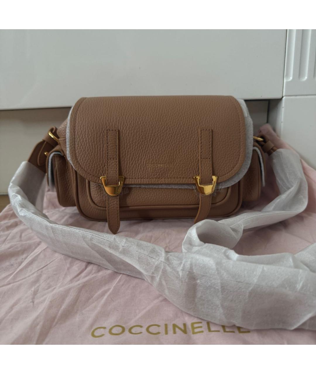 COCCINELLE Бежевая кожаная сумка через плечо, фото 9