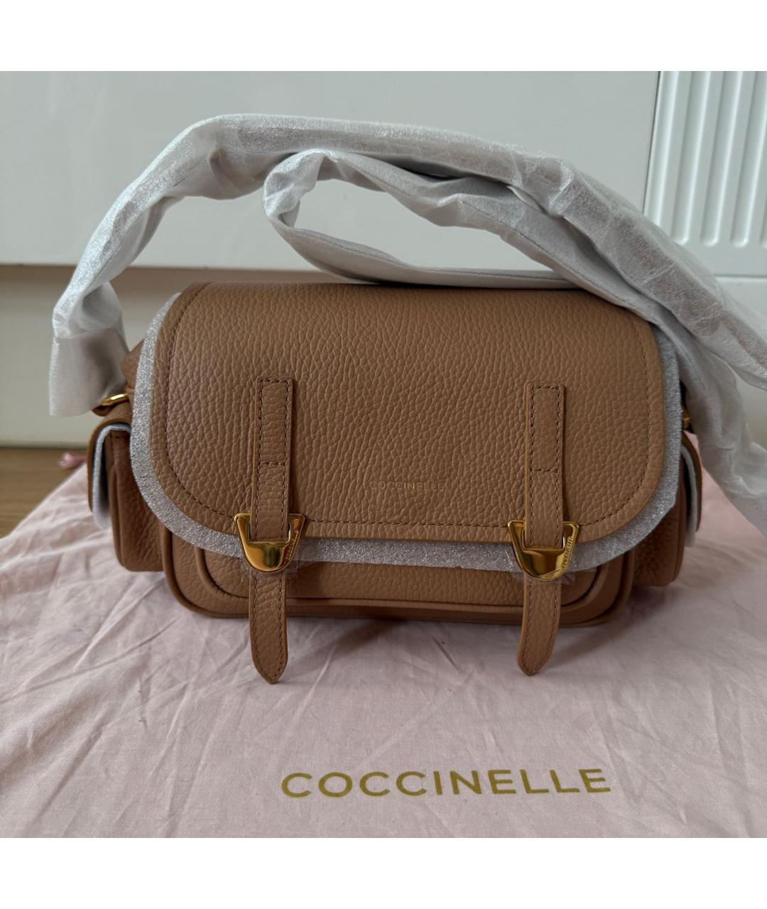 COCCINELLE Бежевая кожаная сумка через плечо, фото 5