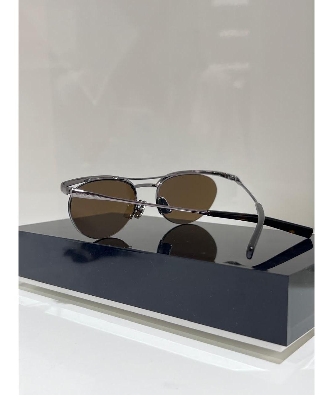SAINT LAURENT Серебряные металлические солнцезащитные очки, фото 3